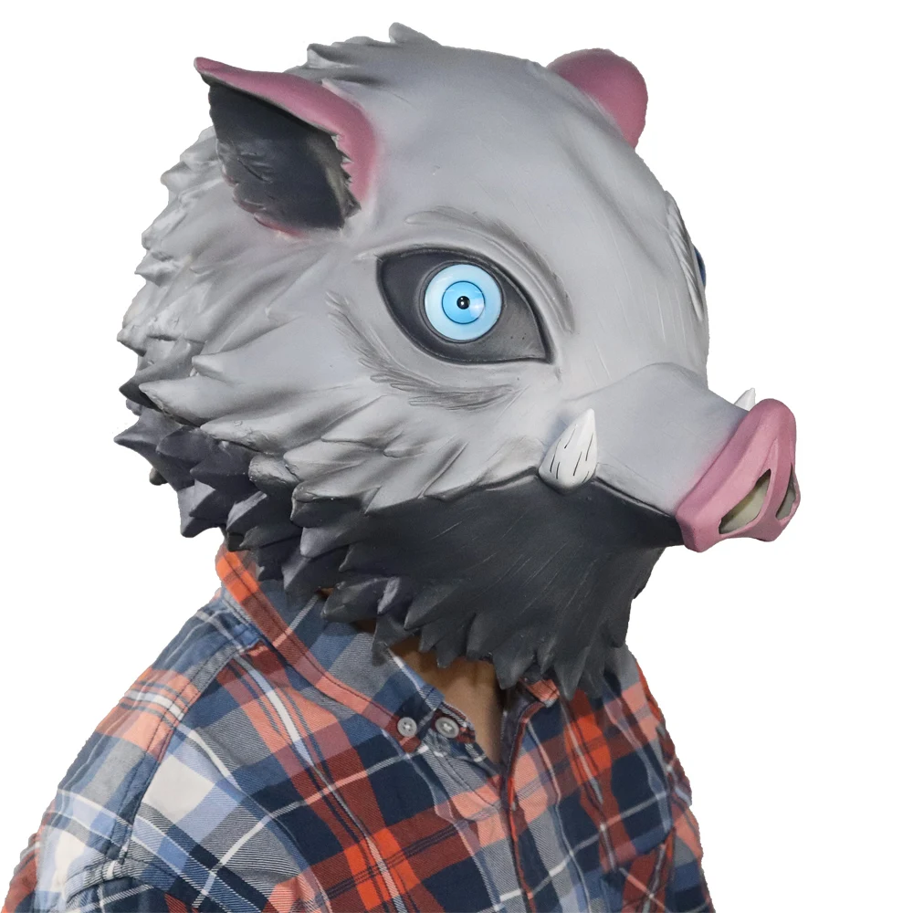 thumbnail interactive-video image 1 of Demon Slayer Inosuke Mask – Wild Boar Cosplay Helmet – One Size – Latex 1 of 4