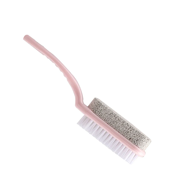 plastic handle double sides foot scrub brush with pumice stone