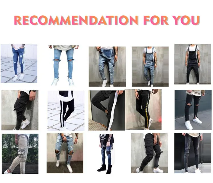 men fashion jeans black sport printed hole jeans at low price