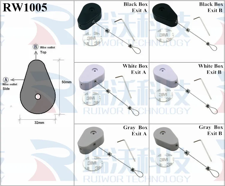 Ruiwor Rw1005 Dropshaped Retractable Pull Cord Reel Plus Adjustalbe