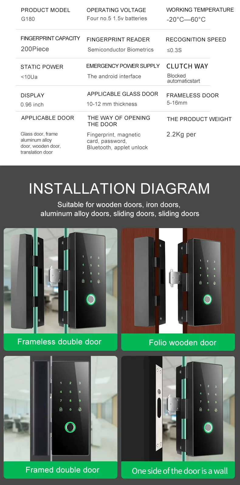 WiFi Smart Home digital Keyless Keypad Deadbolt Door Rim Lock fingerprint door lock home