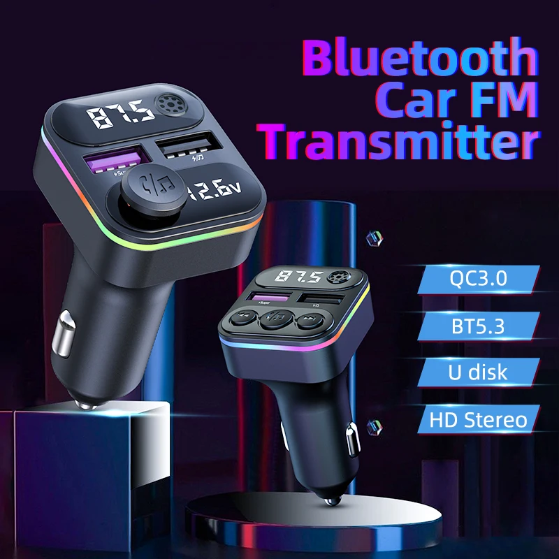 Car Bluetooth 5.3 Fm Transmitter Radio Mp3 Player Dual Usb Adapter Car ...