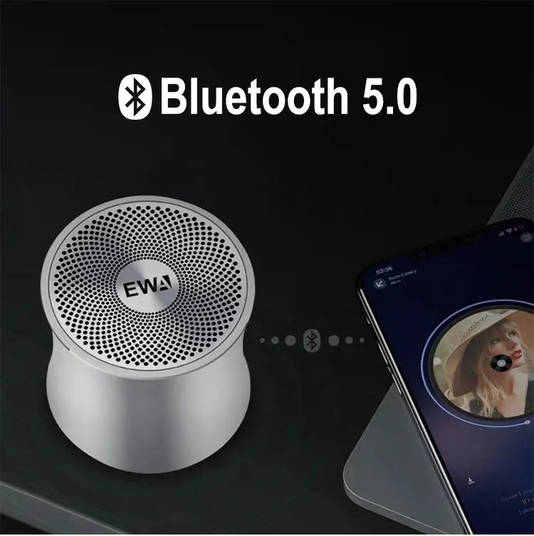 EWA Metallic USB Input MP3 Player Stereo TF Card Handsfree Portable Subwoofer Wireless Mini Metal Speaker - ANKUX.COM