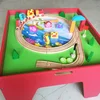 Intelligence Luxury Scenery Play large Railroad Train Track Toys Red Wooden Railway Train Table Games Toys for Kids