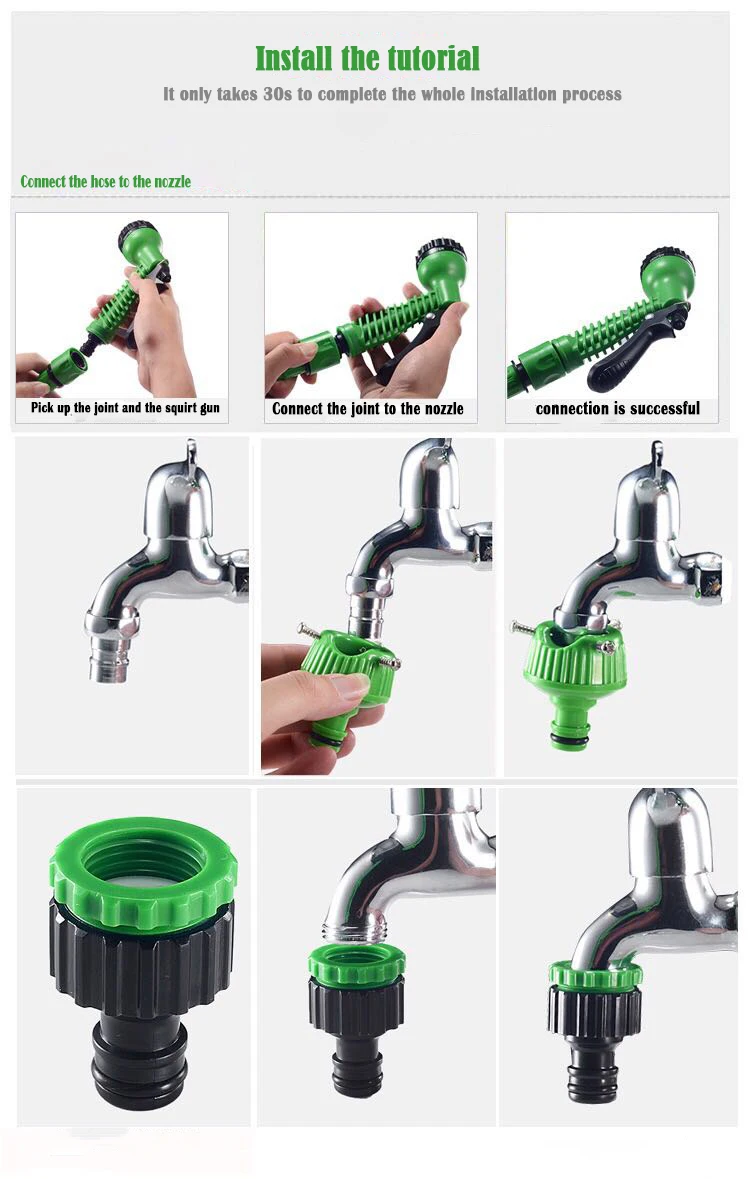Expandable Magic Flexible Garden hose Water Hose 25 50 75 100 150 FT with Spray Nozzle 7 function gun
