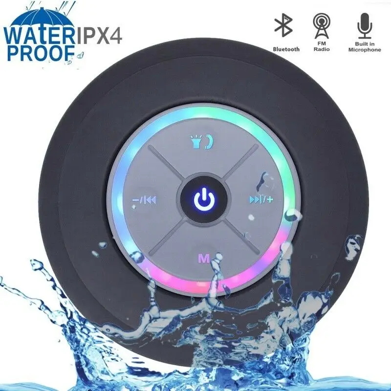 sucker bathroom waterproof wireless speaker with led light and handsfree - ANKUX.COM