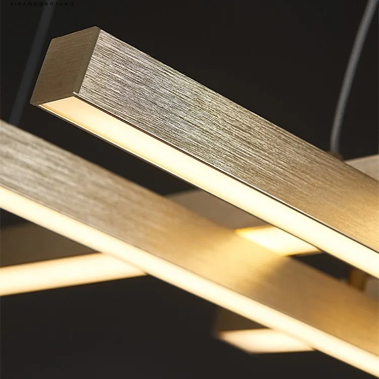 Golden liner led pendant ceiling light golden simple handling lamp for living room decorative pendant lamp office lighting
