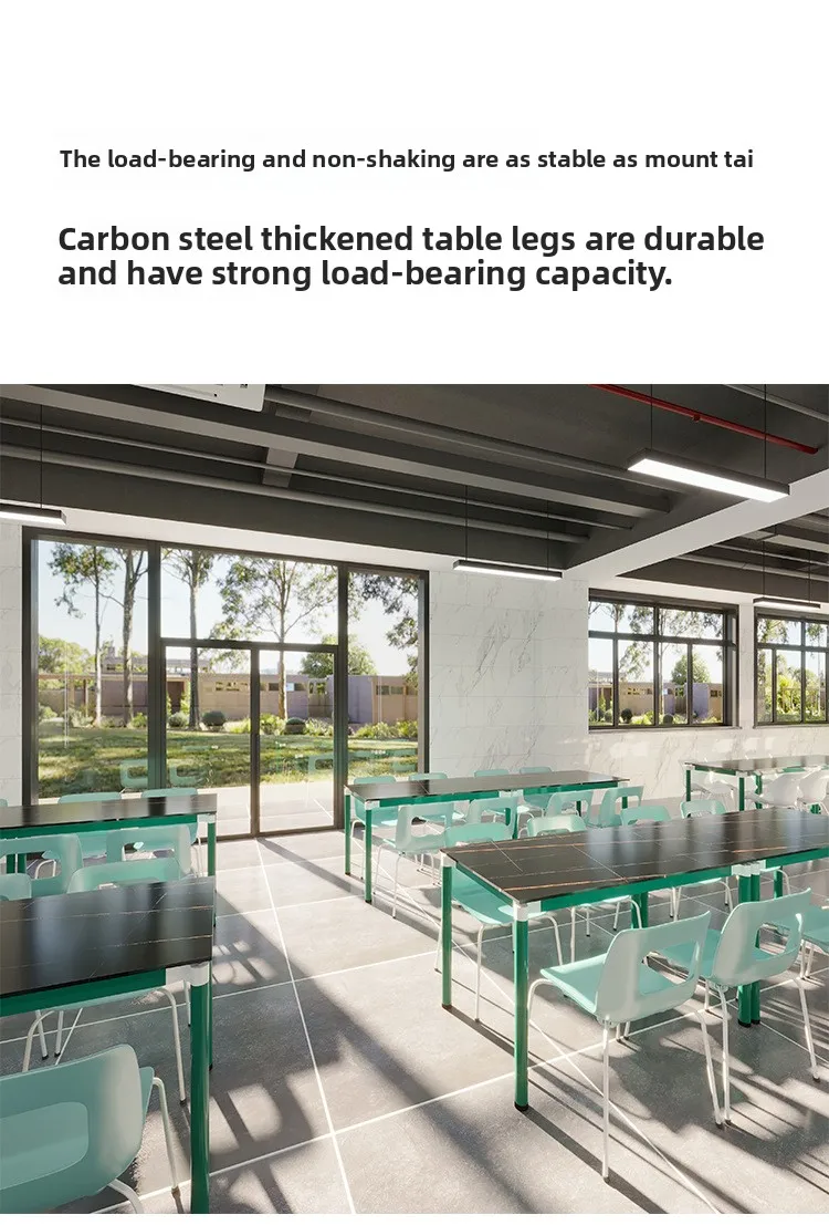 product modern four person school canteen dining table chair one piece metal combination for hotel outdoor bedroom hospital use-14