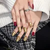 Factory Wholesale Waterproof Long Lasting Glitter Powder Design Rich Color Glue Fake Nails for Daily