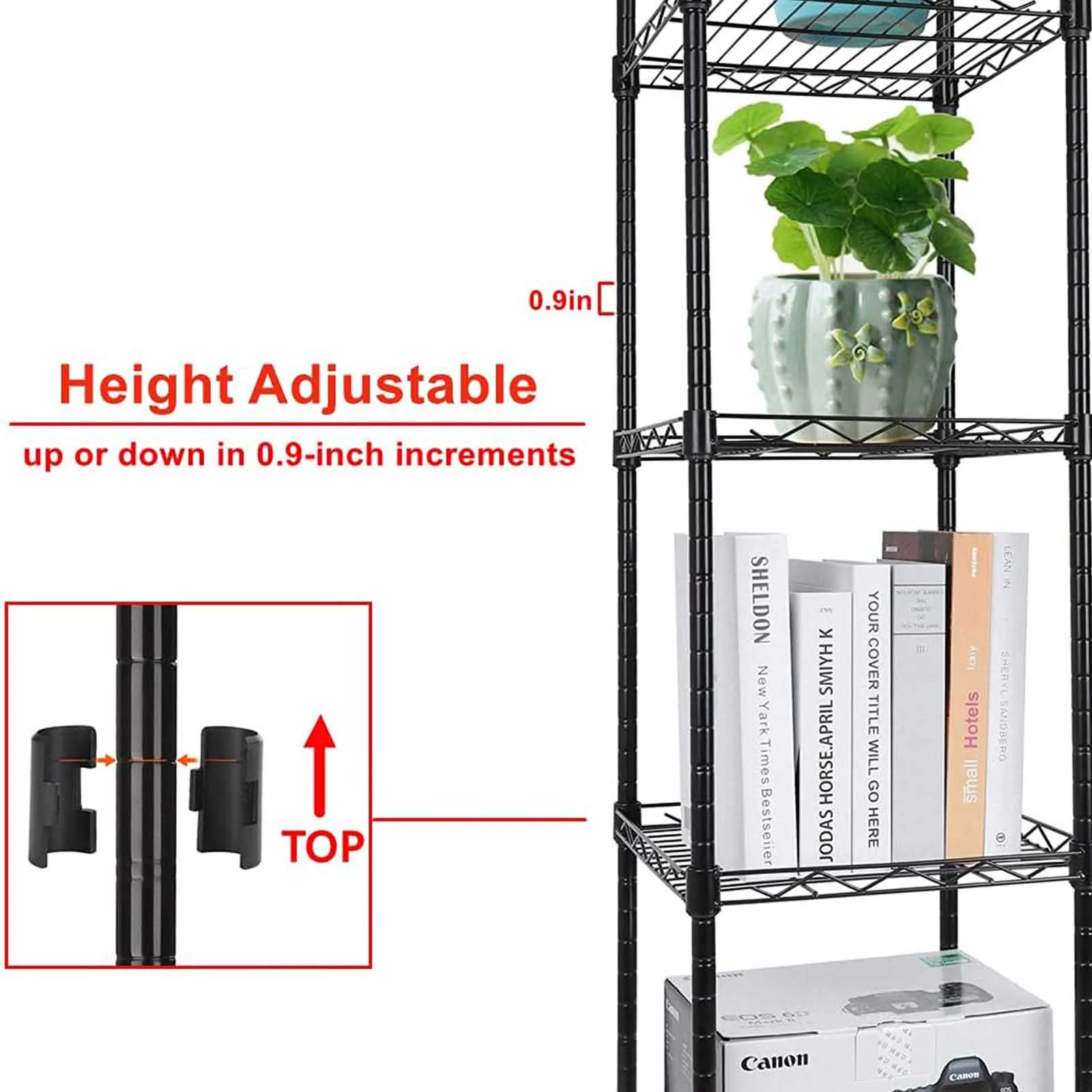 Adjustable Height Wire Shelf Display Rack For Laundry Bathroom Kitchen