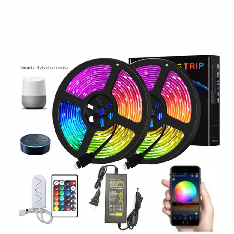 Brighter 5050 Colors Phone App Controlled Music Flexible Led Light Strip For Home TV Party