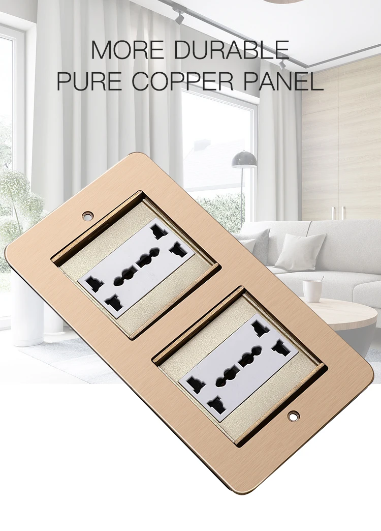 Dual brass concealed floor outlet with customizable modules