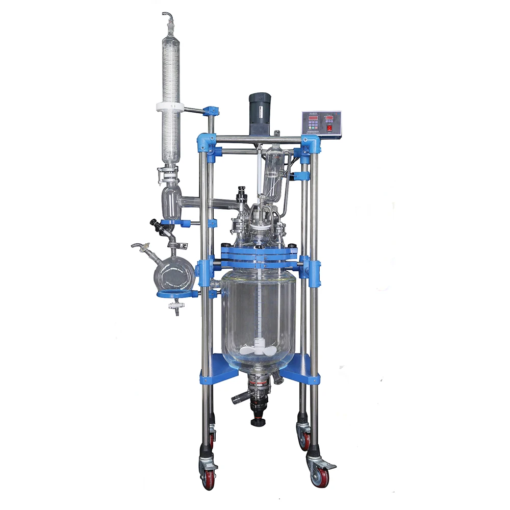 化学实验室中试装置20l反应容器,带夹套玻璃反应器烧瓶