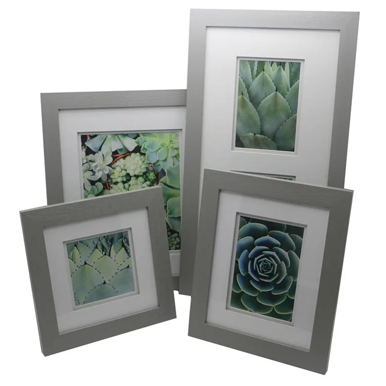 Classic 8x10 double mat frame different size photo frames set wall decor mdf frame stick with bark