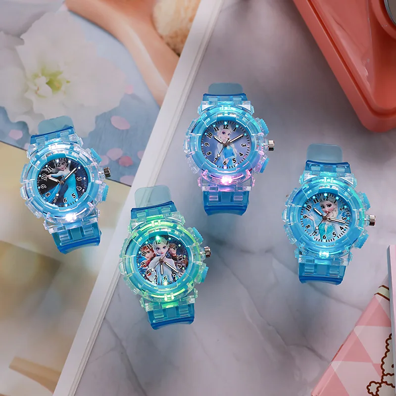 New Styles Frozen Princess Anna& Elsa Children Watch Toys Fashion Crystal Cartoon Quartz Wristwatch for Girls Kids Toy Gift