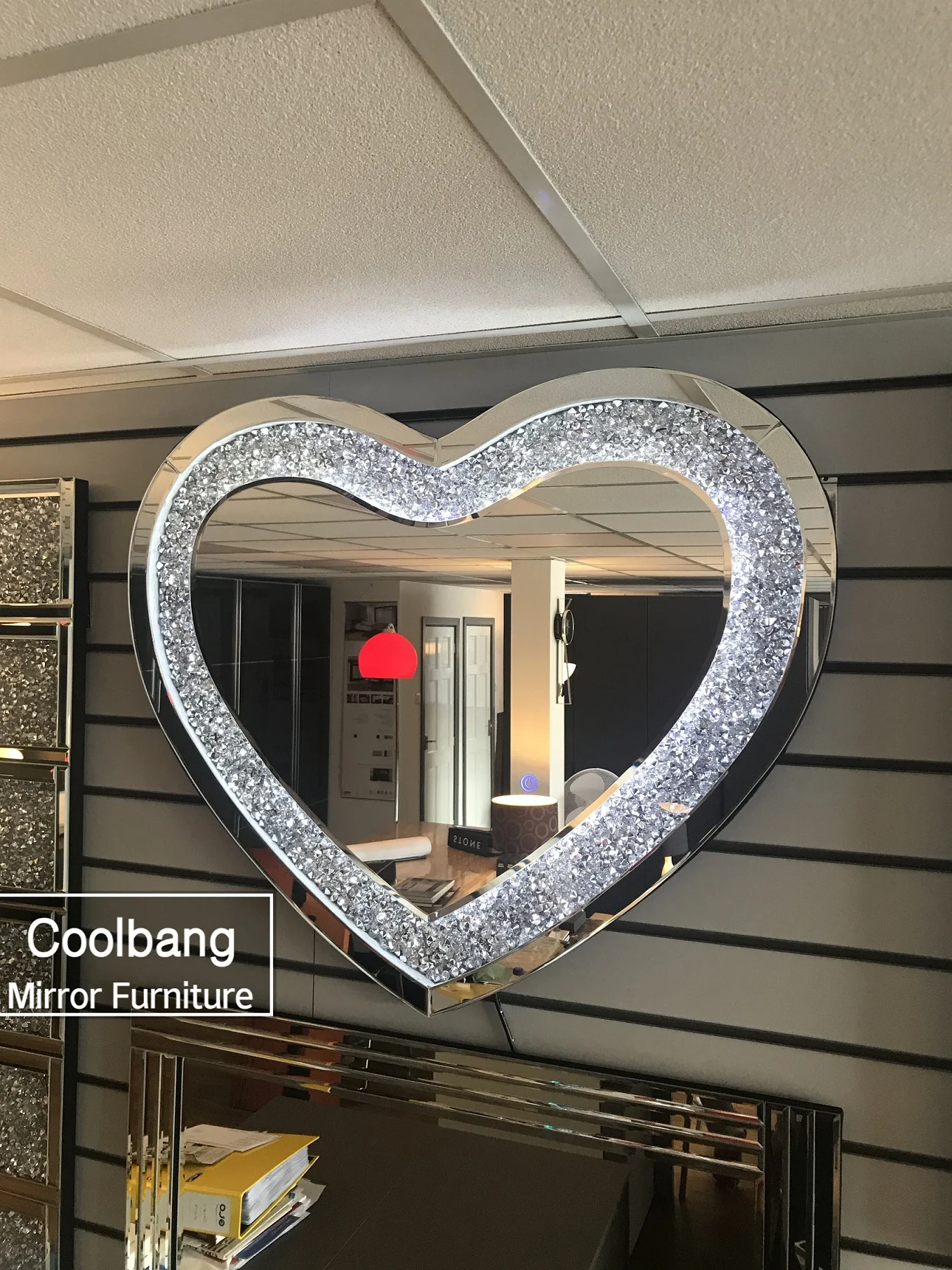 Sparkly Floating Crystal Heart Shape Illuminated Led Wall Mirror Buy
