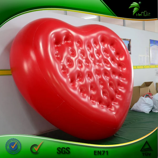 Hongyi Very Soft Inflatable Red Heart Shape Mattress Inflatable Big Bed