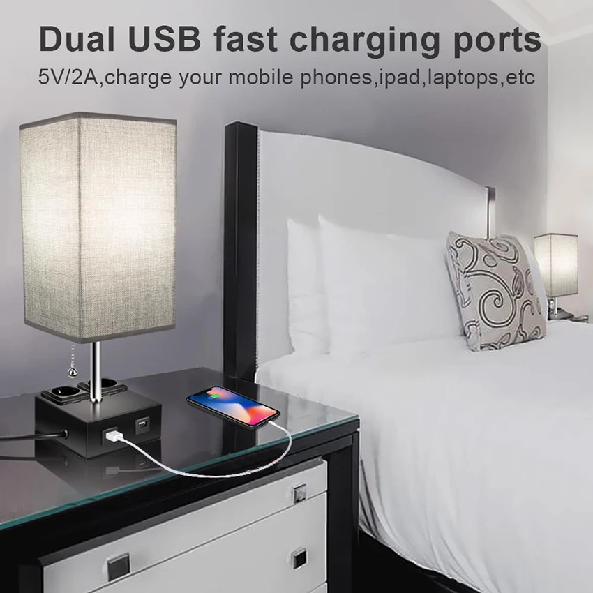 bedside table lamp with usb port