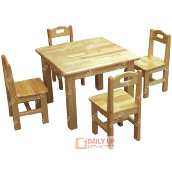 4 Seats Preschool Desk 60 60cm Solid Wood Kids Desk Nursery