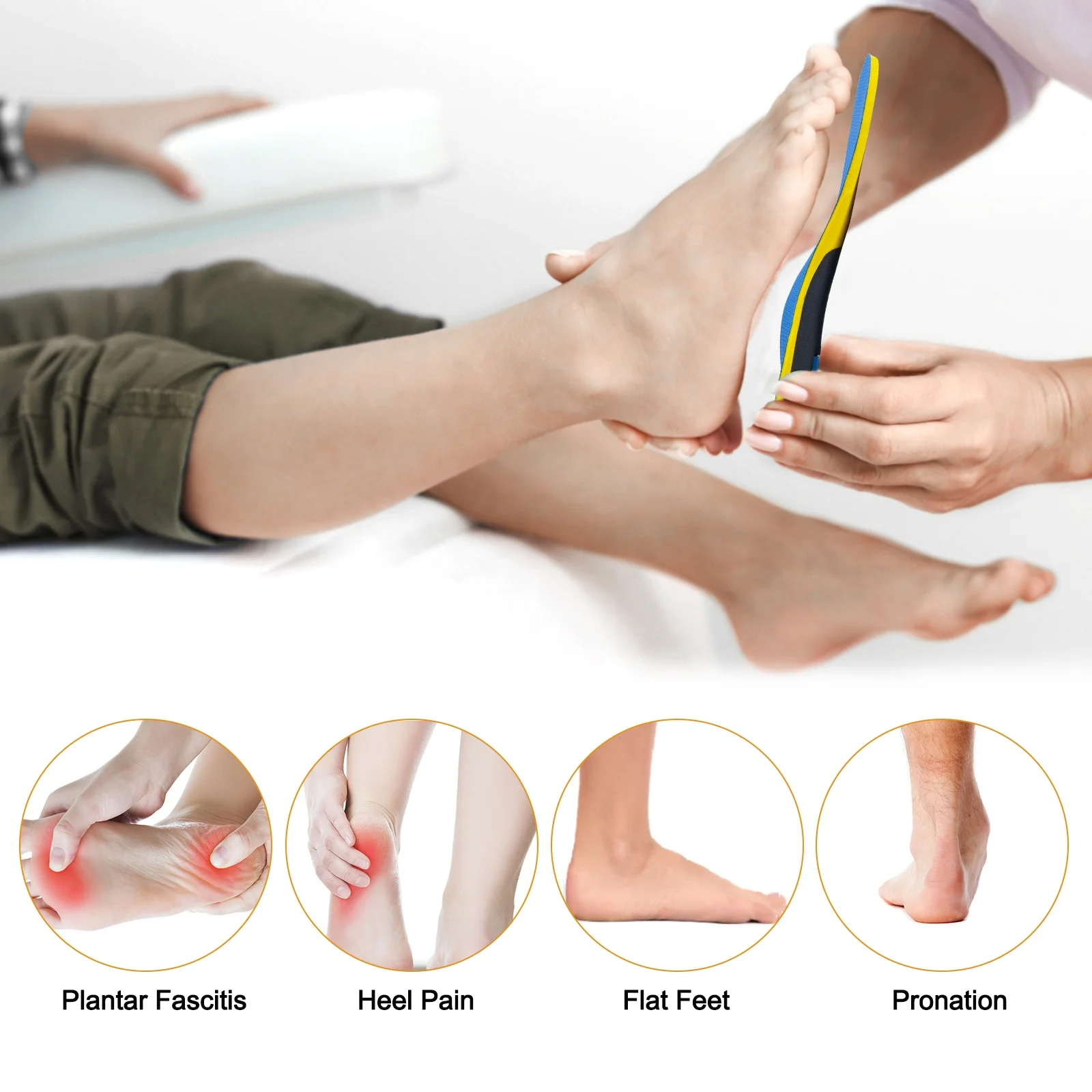 Arch Support Orthotic Flat Foot Memory Foam Insoles Plantar Fasciitis