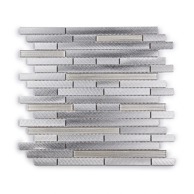 Moonight High Quality Silver Metal Mixed Glass strip Mosaic For Wall