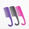 Large Wide Tooth Hook Comb Professional Plastic Salon custom Hanging Detangle Comb