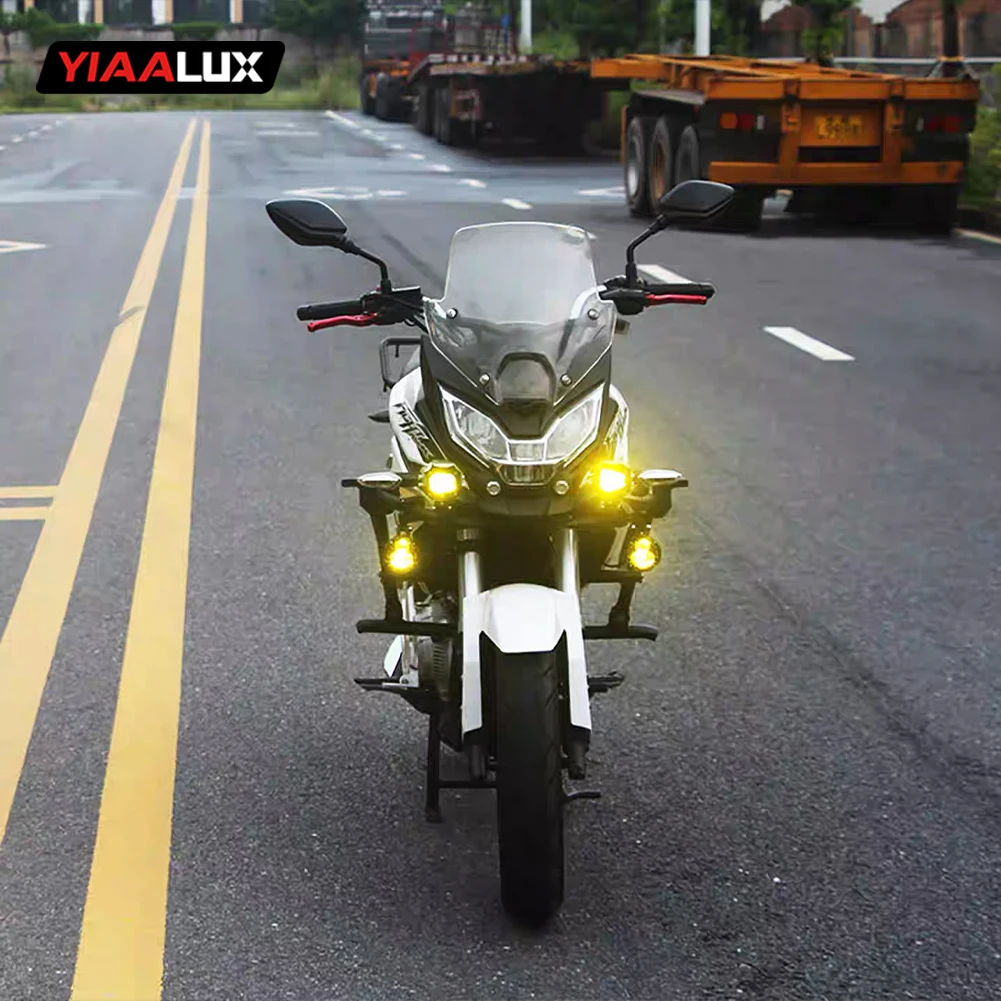product super bright amber backlight motorcycle spotlight with wire harness 27 60w white yellow driving fog lights for motorcycle-14