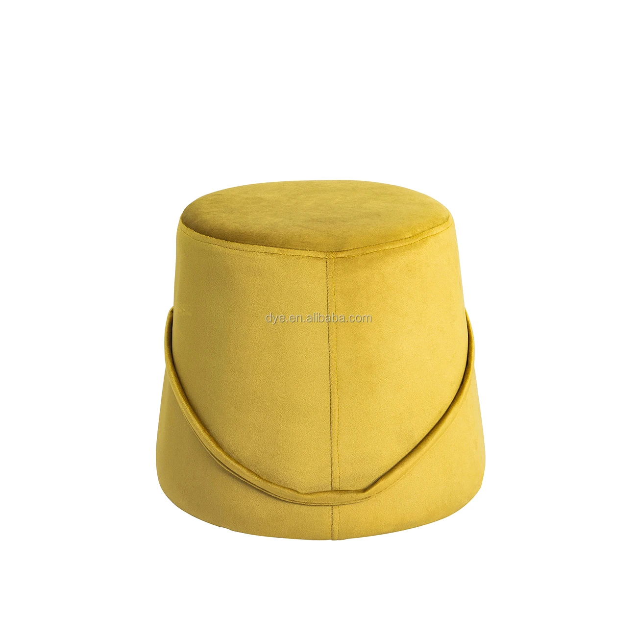 Upholstered Seat Big Round Foam Velvet Ottoman Stool