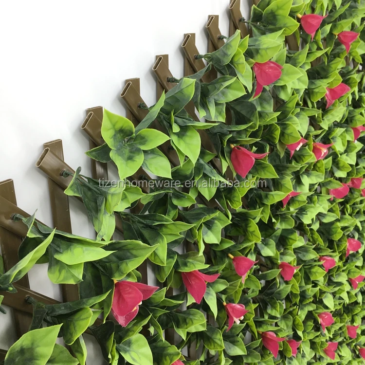 Oem Outdoor Plastic Pvc Expandable Privacy Trellis Fence Artificial Ivy Willow Gardenia Bougainvillea Flower Leaf Leave Buy High Quality Artificial Flower Leave Outdoor Plastic Greenery Fence For Home Garden Wall Decoration Rail