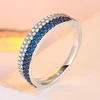 Trendy Blue Cubic zirconia Band Micro pave Fashion ring for women