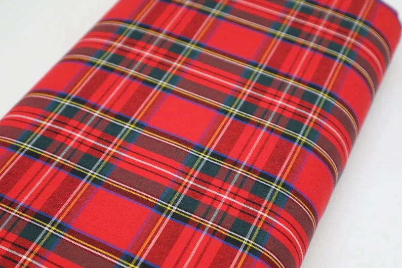 Factory Custom Single Peach Brushed Twill Yarn Dyed Woven Plaid Fabric