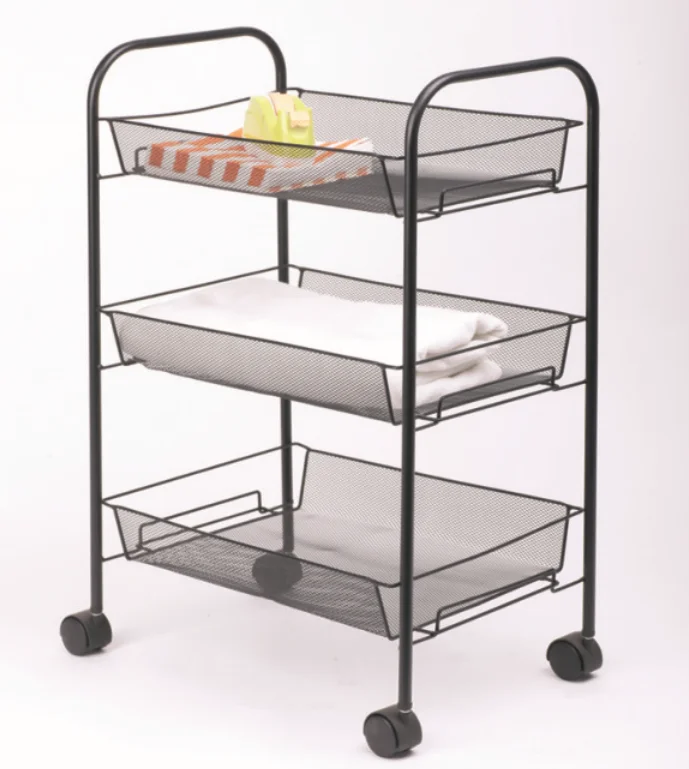 Wire Easy Assemble Utility Cart Storage Trolley Kitchen Bathroom