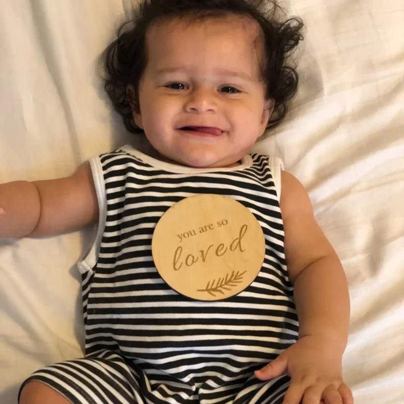   Newborn Gift Idea engraved wooden monthly milestone baby milestone cards party props