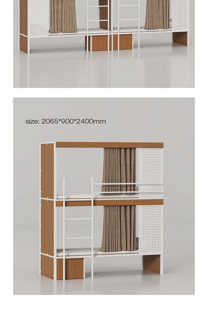 product custom free 3d design service school dormitory bunk bed steel frame small apartment bunk double bed for bedroom-15