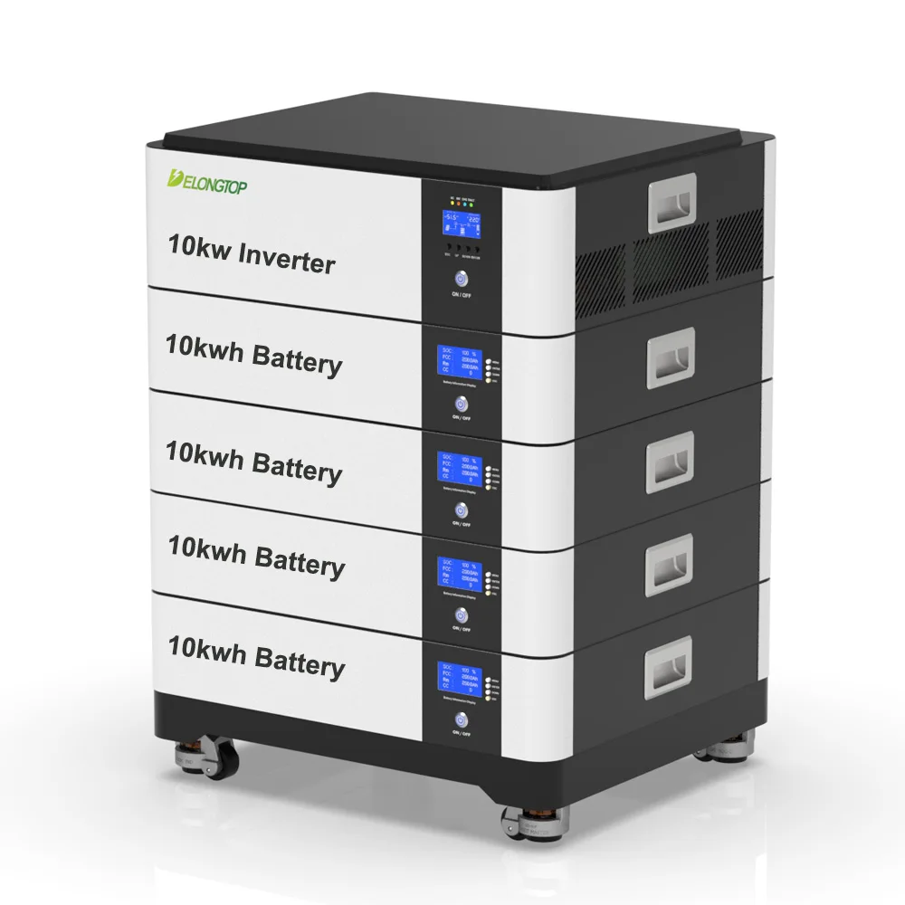 Stackable 51.2V 10kWh LiFePO4 battery modules mounted on wall rack