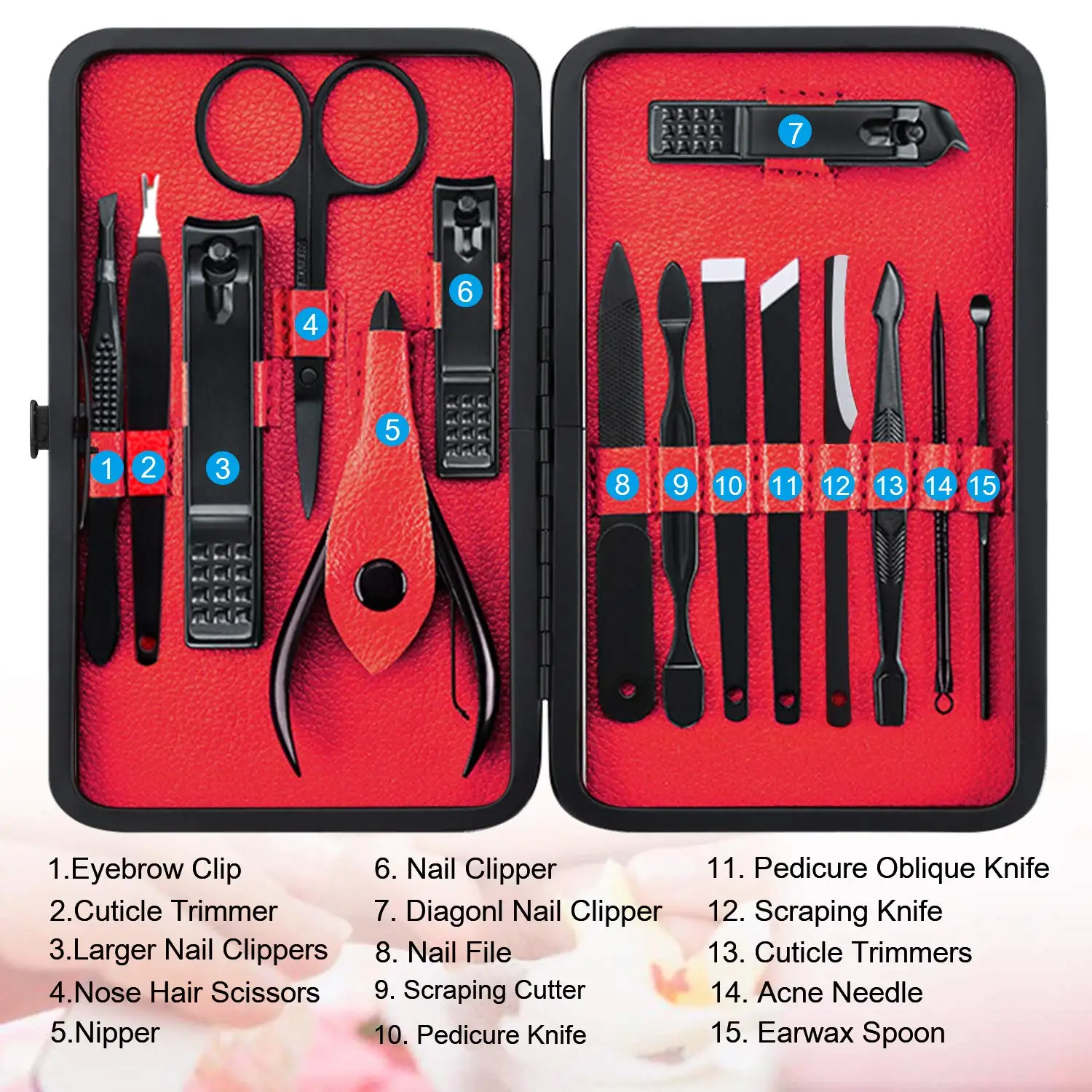 15 Pcs High Precisio Stainless Steel Nail Cutter Pedicure Kit Nail File Sharp Nail Scissors Nail Clippers Sets.jpg