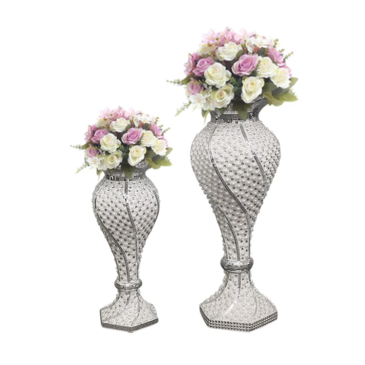 Wholesale Big Pearl Floor Standing Artificial Flower Planter Vase For