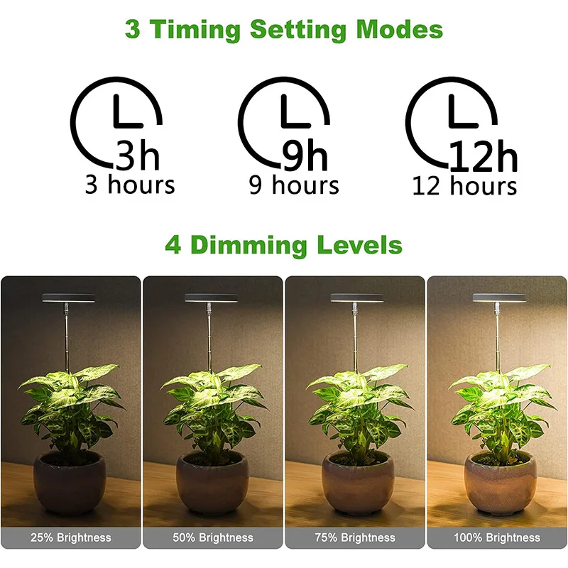product 6 inch angel ring led indoor plant growth light fleshy green aluminum flower smd source 3000k color for sun growing-4