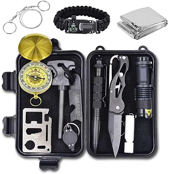 Outdoor Emergency Tactical Tools 12 In 1 Survival Kit Knife Survival ...