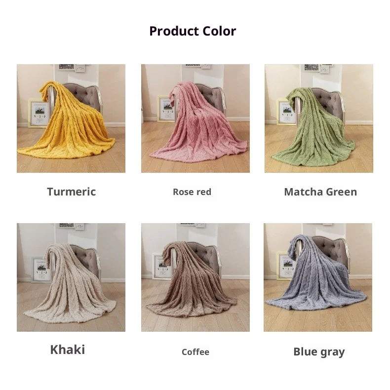 Simple Embroidered Rhombic Knitted Eco-friendly Winter Warm Taffeta Fleece Thickened Blanket details