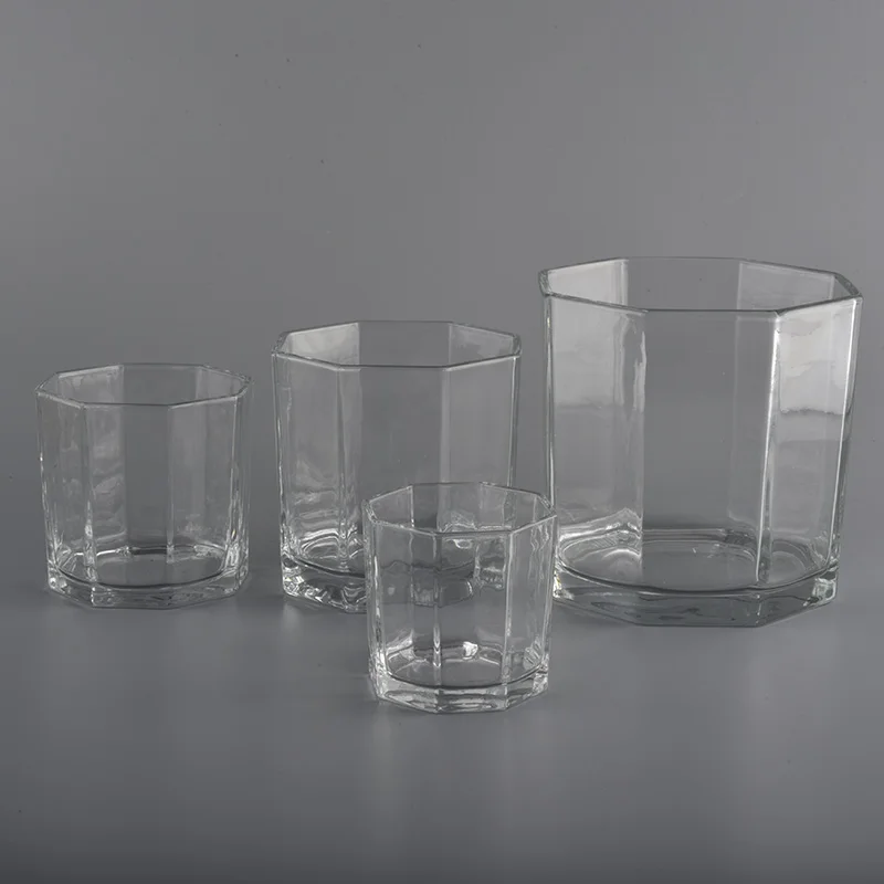 hexagonal glass candle jars with large capacity