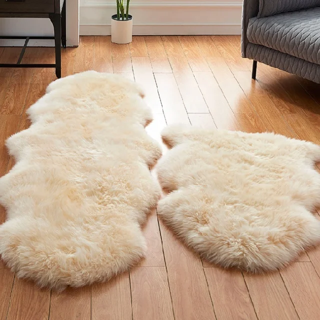 双层羊皮地毯整件羊皮区域地毯工厂价格区域地毯毛皮地毯