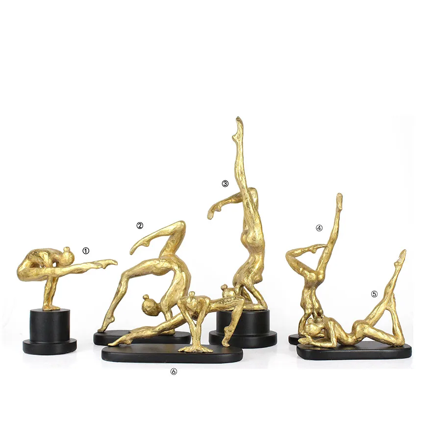 Handmade resin Gymnastics girl sculpture room decor home accessories resin crafts resin sports home crafts gold decor manufacture