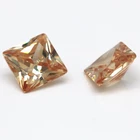 Factory price high quality princess cut square champagne color synthetic cubic zirconia gemstone CZ