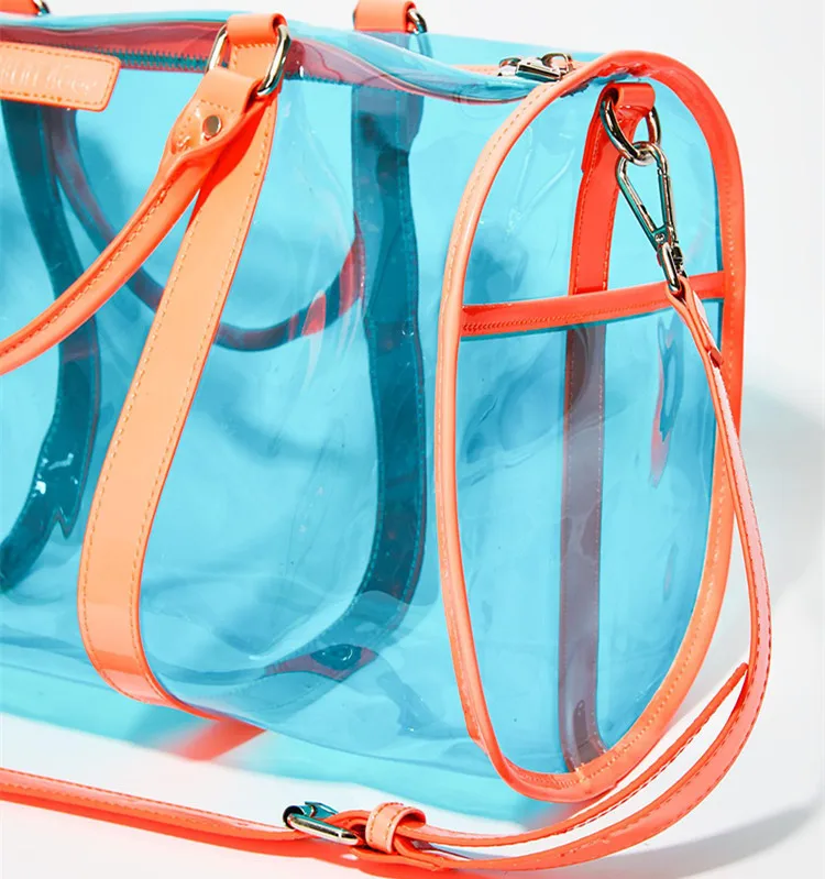 Women Transparent Duffle Beach Bag Jelly Holographic Tote Bag Clear Pvc