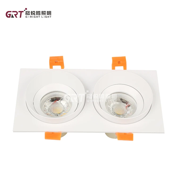 Aluminum 220v GU10 80mm 160mm 240mm white reflector double head square downlight