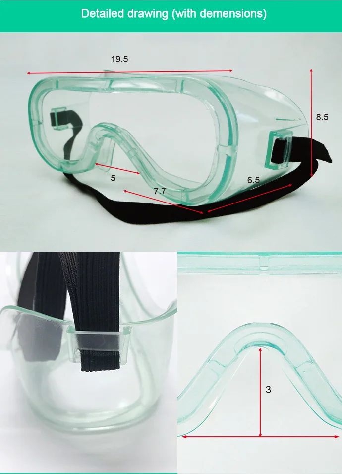 2020 best seller PC lens PVC frame transparent protective safety eye protector
