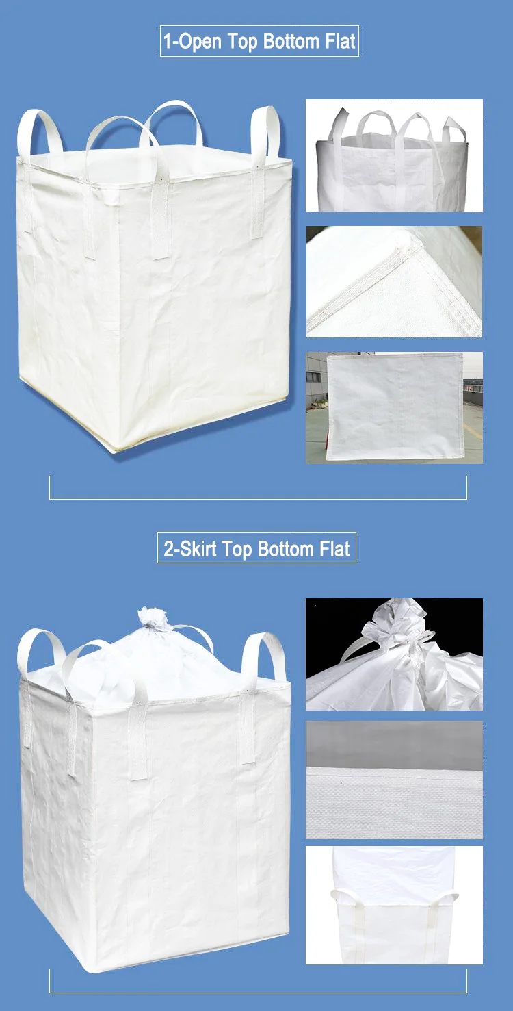 HC U Panel 1 1.5 2 Ton PP Jumbo Waterproof Bulk Wholesale Fibc Storage Sand Big Bags Jumbo Bag