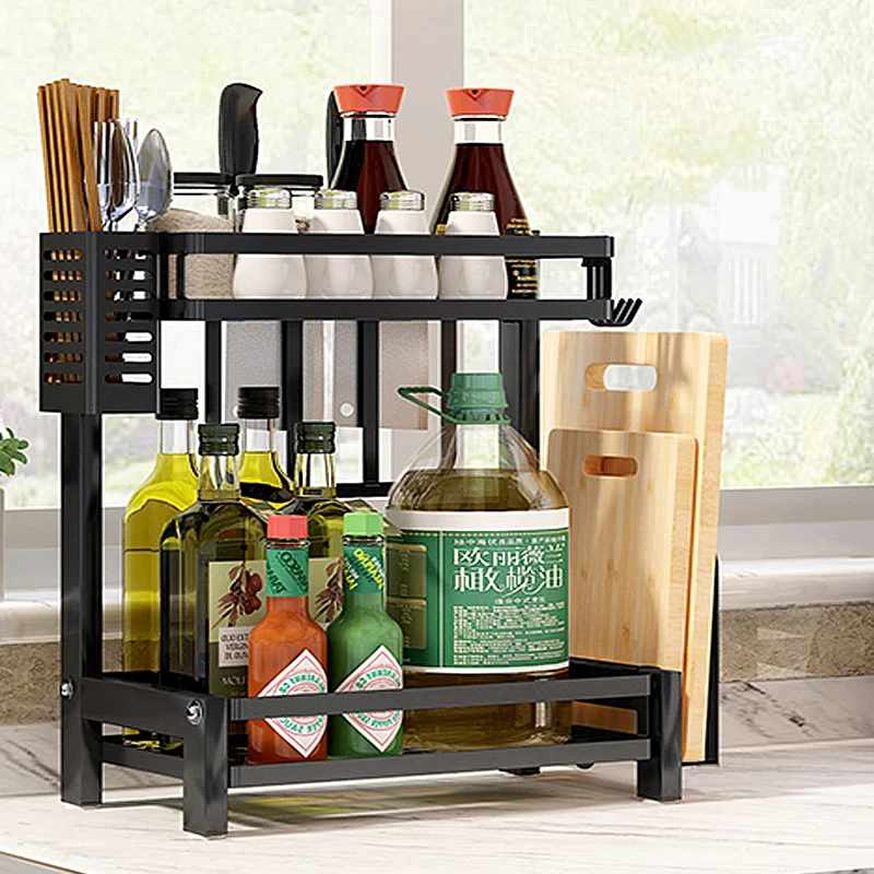 
Home Nordic Style 2 tier spices container kitchen jars bottle Storage Holders Racks double layer kitchen spice rack organizer 
