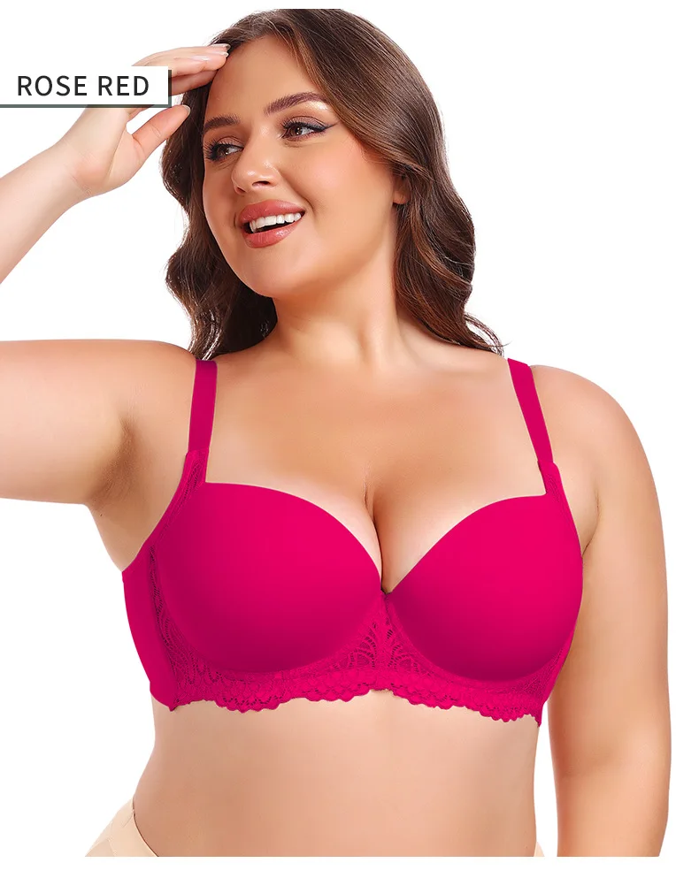 Cross-Border Large Size Bras Anti-Sagging & Breathable V2109005 Model with Steel Ring & Gathered Cups for Large Chest Wholesale